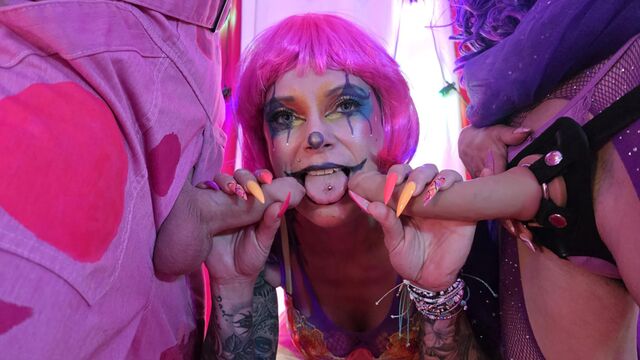 Pink Hair screw with Charlotte Rose, EMOJIZZ, Jessie Rae and Rokky Horror